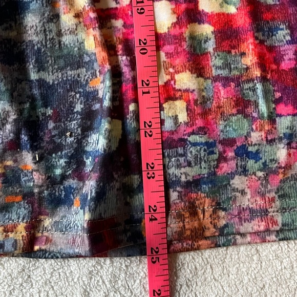 NWT vibrant impressionist block print long sleeve tee, red orange Noracora, Sz S - Picture 8 of 10